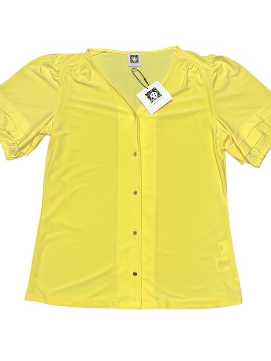 Anne Klein Tops - Anne Klein Yellow Gold Button Down Short Sleeve Blouse Shirt NWT Ladies XS